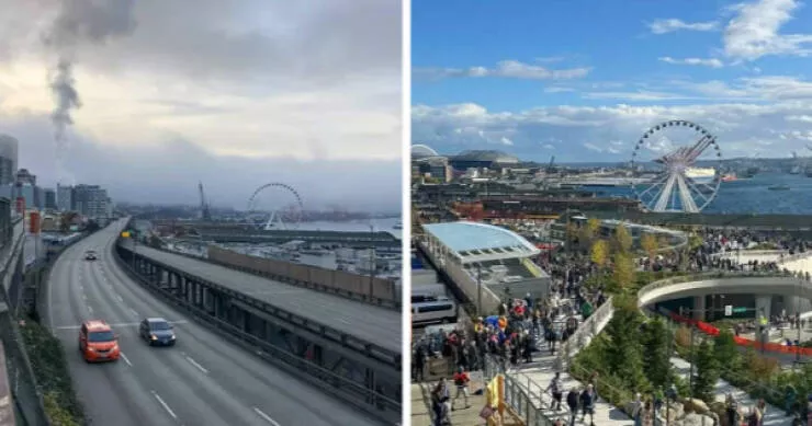 How places have changed over time - #10 Seattle’s waterfront freed from viaduct shadows in 2019