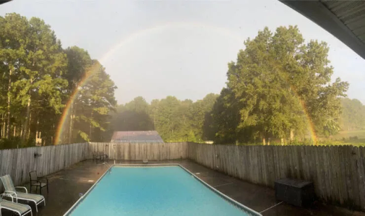 Photos that are just too cool to scroll past - #7 The full rainbow captured from our backyard