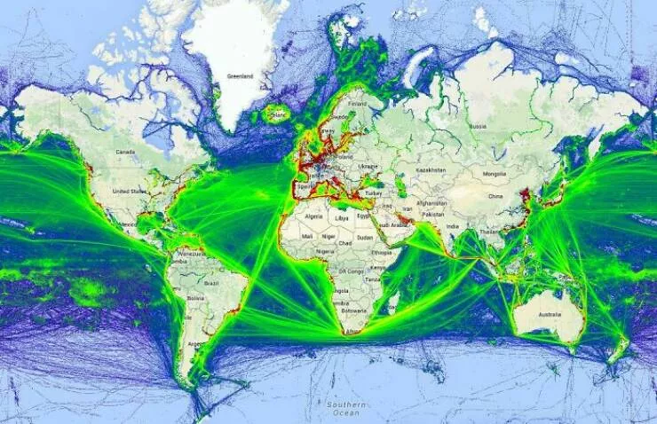 Fascination geographique les merveilles de la terre - #30 La carte réelle du trafic maritime mondial