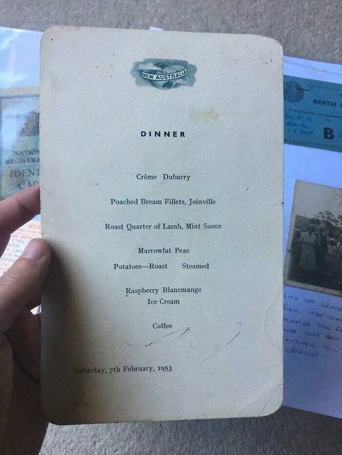 Timeless moments ordinary days in the 50s - #20 The dinner menu from a 1953 transatlantic voyage