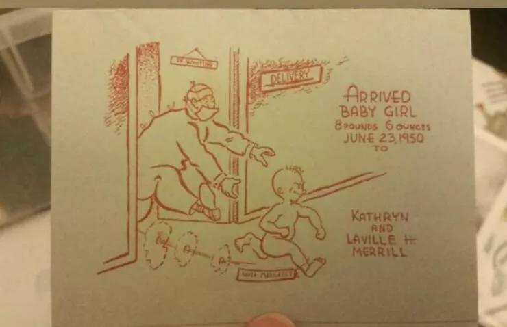 Timeless moments ordinary days in the 50s - #42 A 1950 birth announcement from a great-grandma's things