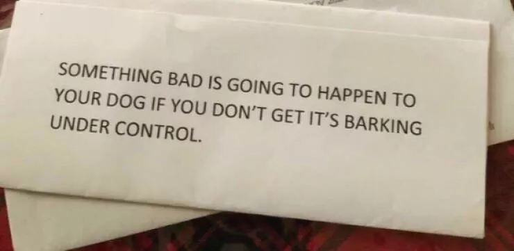 Passive aggressive notes from neighbors - #1 