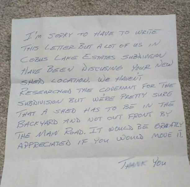 Passive aggressive notes from neighbors - #14 
