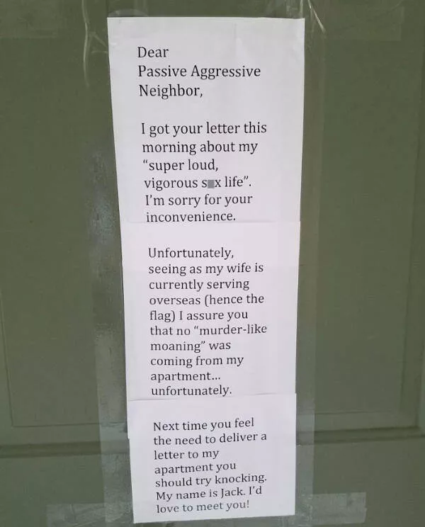 Passive aggressive notes from neighbors - #27 