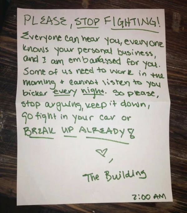 Passive aggressive notes from neighbors - #8 