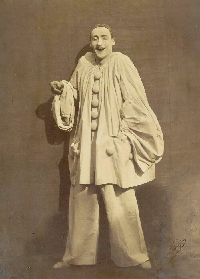 Frozen in time 19th century moments - #15 A vintage 1855 photograph of Pierrot laughing