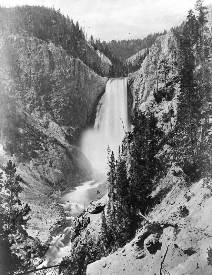 Frozen in time 19th century moments - #22 Lower Yellowstone Falls photographed during the Hayden Expedition