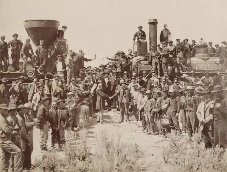 Frozen in time 19th century moments - #35 East and West shake hands at the Union Pacific Railroad's last rail