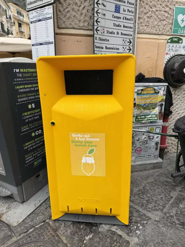Hidden beauty a gallery of little details - #17 A special garbage can for lemons in Amalfi, Italy