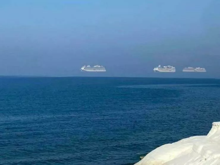 Surprising beach discoveries - #28 A flying cruise ship optical illusion spotted in Cyprus