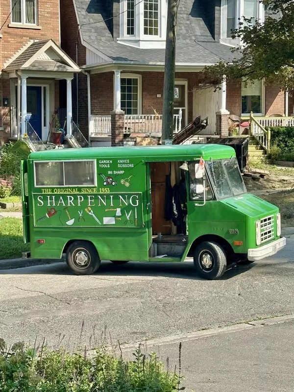This is guaranteed to grab your attention - #1 A knife-sharpening truck drives through neighborhoods