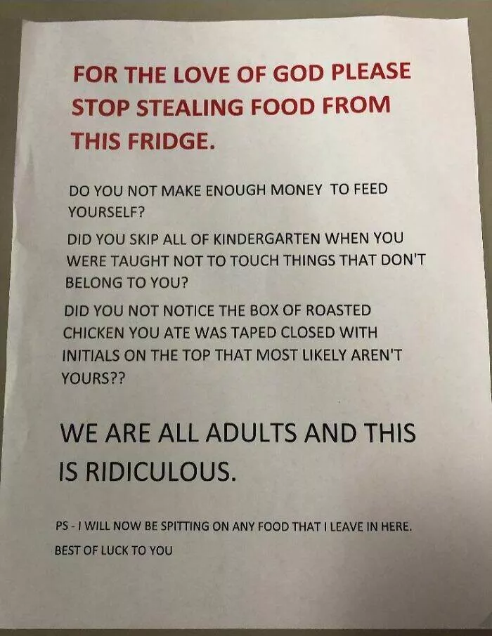Office notes and their passive aggressive flair - #14 Office notes and their passive aggressive flair - #14