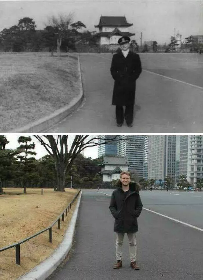 Photos and facts that change your perspective - #17 Man recreates his grandfather's photo 73 years later Photos and facts that change your perspective - #17 Man recreates his grandfather's photo 73 years later