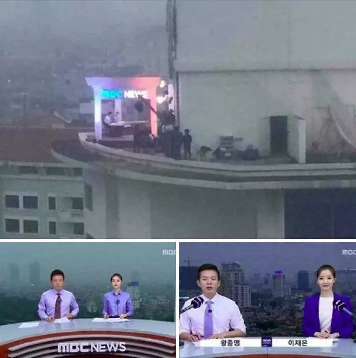 Photos and facts that change your perspective - #39 Korean news broadcasts from an actual rooftop Photos and facts that change your perspective - #39 Korean news broadcasts from an actual rooftop