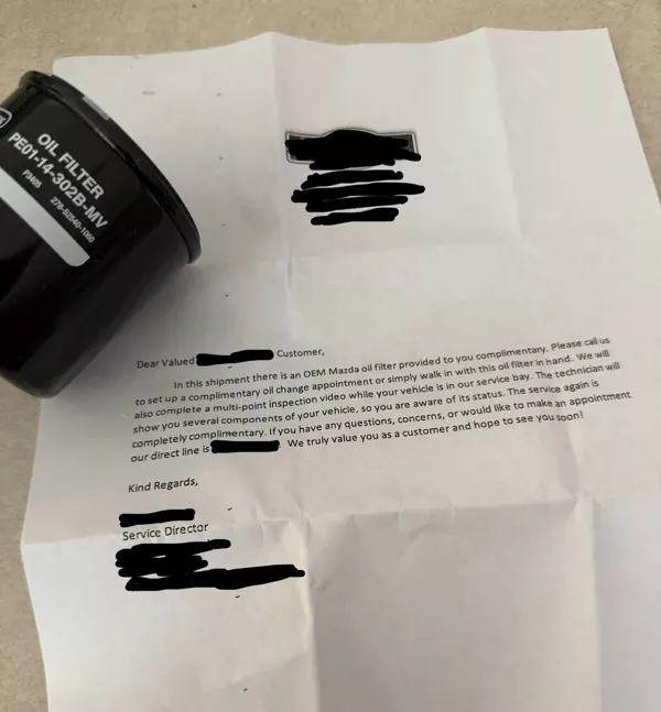 Some interesting facts and things - #20 My car dealership mailed me an oil filter as an incentive Some interesting facts and things - #20 My car dealership mailed me an oil filter as an incentive