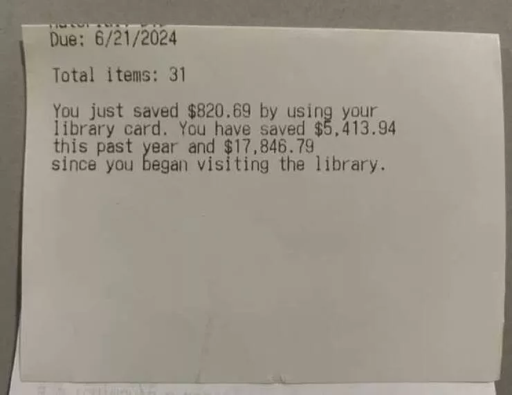 Des images etonnantes qui vous emerveilleront - #13 Certaines bibliothèques affichent combien leur utilisation vous a fait économiser : c'est énorme