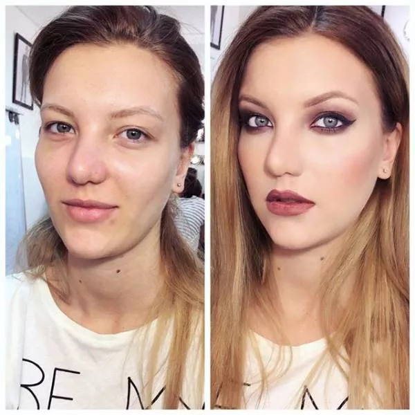 With and without makeup